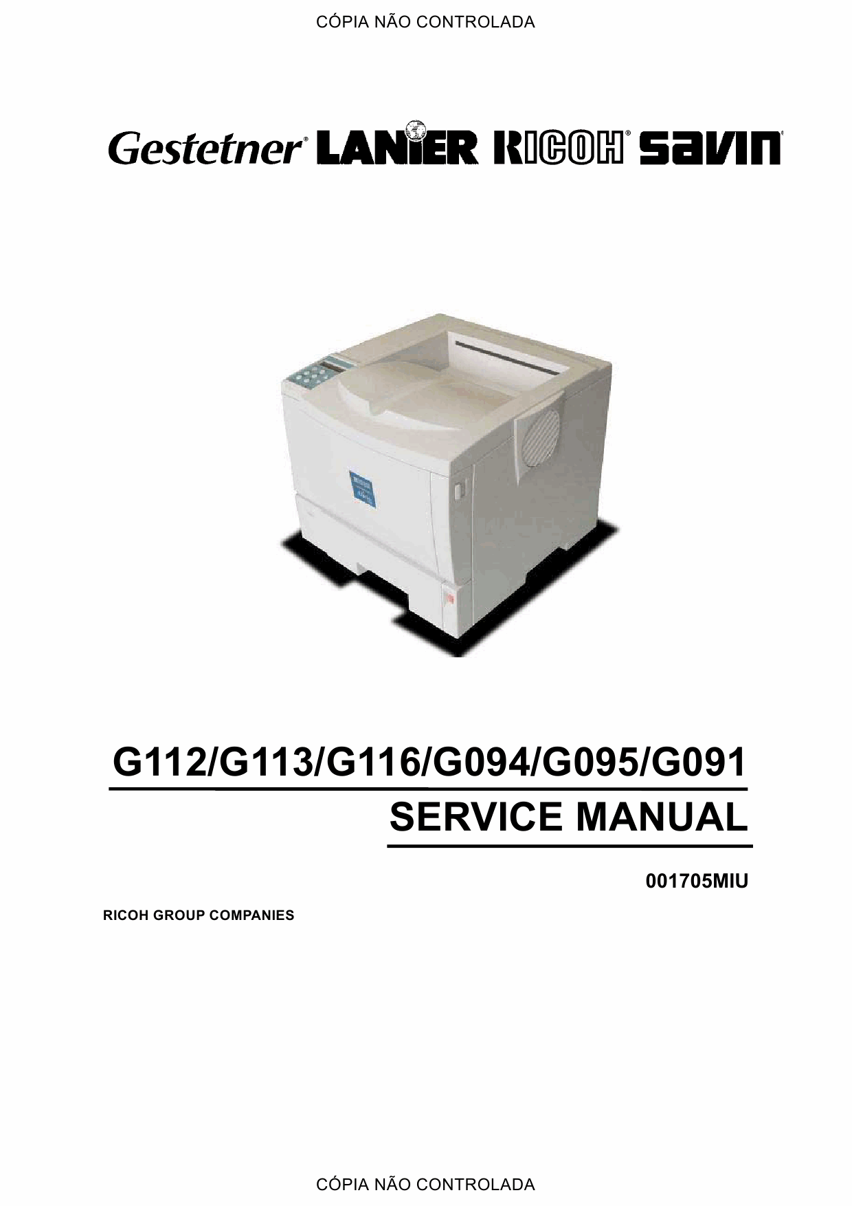 RICOH Aficio AP-410 410N 610B 4100 400N 600N G112 G113 G116 G094 G095 G096 Service Manual-1